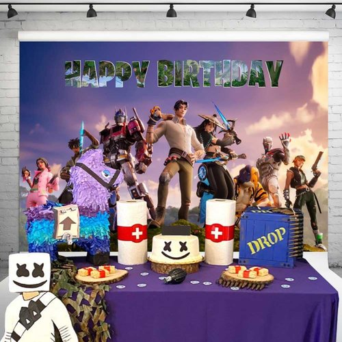 Battle Royale Birthday Banner Backdrop Video Game Party Supplies Battle Royal Party Decorations Background for Kids and Adult Cake Table Poster 7x5 ft 189