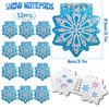 Snowflake Birthday Party Favors Supplies Kids Girl Winter Party Decorations Set Include 12 Invisible Ink Pen,12 Mini Notebook,12 Slap Bracelets,12 Silicone Keychains, 12 Stampers,1 Snowflake Sticker