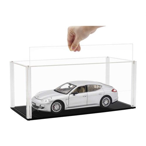 Tingacraft Acrylic Display Case (13.3 x 5.9 x 5.5 inch) for 1/18 Model Car Clear Box for Collectibles, Assembly Required