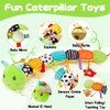 Baby Sensory Toy 0-6 Month Music Animal Stuffed Plush Caterpillar Toy for Infant 0-3-6 Month Tummy Time with Baby Mirror Crinkle Rattle for 6-12 Month Texture Toy for Newborn Boys Girls Birthday Gifts