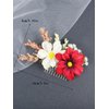Brihasory Flower Hair Comb Boho Side Combs for Women and Girls, White and Red Artificial Flower Hair Clip Floral Hair Headpiece for Brides and Bridesmaids Valentines Day Festival Gifts
