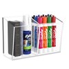 HBlife Acrylic Magnetic Dry Erase Marker Holder, 2 Compartments Whiteboard Marker Holder Pen Pencil Holder Storage Organizer Cup for Fridge, Whiteboard, Locker (1 Pack, 2 Installation Methods)