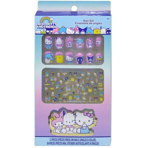 Hello Kitty and Friends Press-On Nails for Kids - Bundle with 12 Hello Kitty Stick-On Nails Plus Nail Art Stickers, More | Hello Kitty Nail Kit for Girls