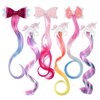 6 Pieces Unicorn Hair Clips for Girls, Bow Curly Rainbow Hair Extensions for Kids, Little Girl Hair Clips Accessories for Ponytails Princess Dress Up