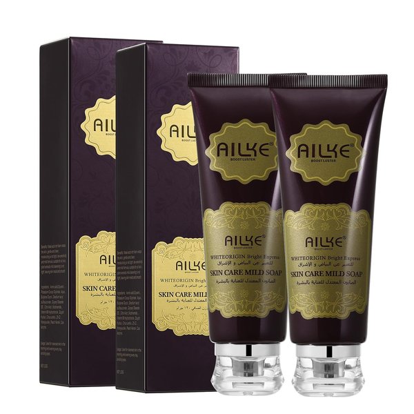 AILKE Brightening Face Cleanser, Gentle Daily Face Wash and Makeup Remover, with Amino Acids, Niacinamide, Soothing and Exfoliating for All Skin Types, 4.23 oz (Pack of 2)