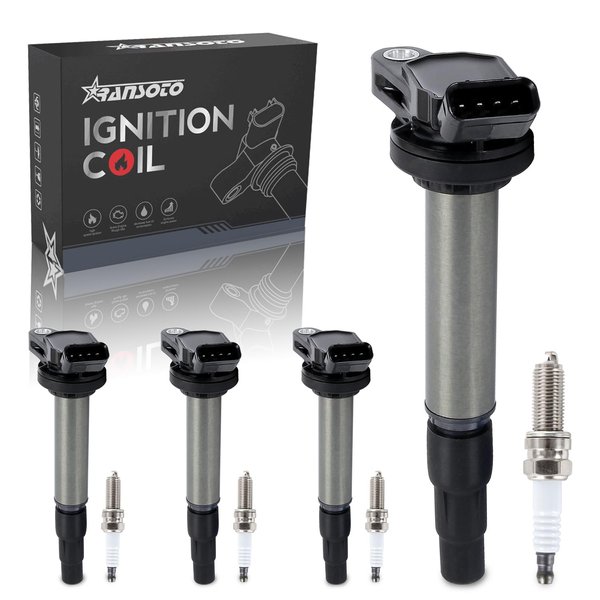 RANSOTO Ignition Coil And Iridium Spark Plug Compatible With 2009-2014 Toyota Corolla Matrix Prius, Pontiac Vibe, Scion xD, Lexus CT200h 1.8L Replaces UF-596 93501 C1714 GN10341