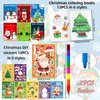 122PCS Christmas Party Favors Christma Coloring Books and Eight Color Crayons Funny Keychains Paper Glasses Stickers For Kids