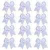 8 Inch Cheerleader Bows Ponytail Holder Solid Color Cheerleading Bows Hair Tie (White)