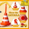 Sawysine 8 Pack Construction Cone Cups with Straws Bulk, Traffic Cones Party Favor Cups 10 oz Plastic Reusable Kids Race Cups Set for Construction Traffic Theme Racing Car Birthday Party Supplies