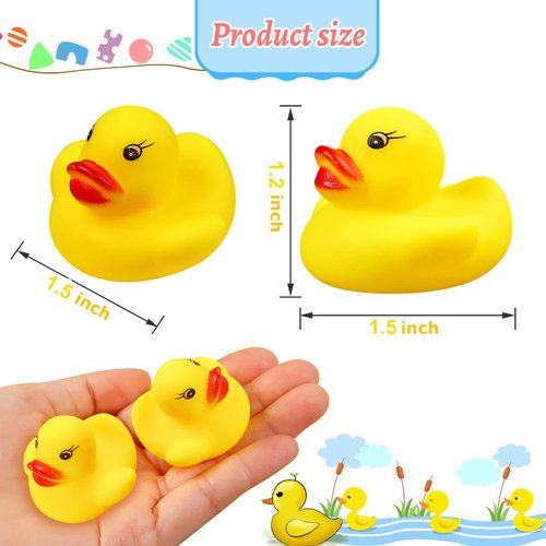 Rubber Duck Bath Toys 50PCS Mini Ducks Bulk for Kids Baby Shower Decorations Birthday Party Favors Gift Classroom Summer Beach Pool Activity Carnival Game