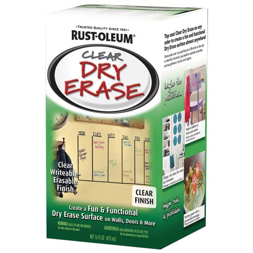 Rust-Oleum 284637 Specialty Dry Erase Brush-On Paint Kit, Clear 16 Ounce
