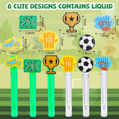 48 Pieces Bubbles Party Favors for Kids Soccer Bubble Wands Sports Party Favors Mini Bubble Wands Soccer Goodie Bags Stuffer Classroom Prizes Birthday Gifts (Soccer)