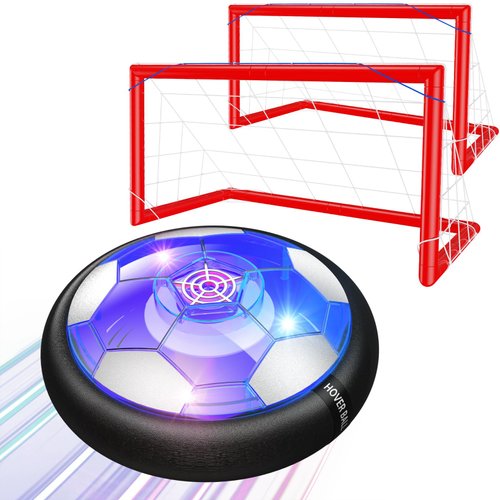 HIEMAO Kids Toys Hover Soccer Ball Set, 2 in 1 Rechargeable Air Power Soccer with LED Lights and Foam Bumper Protection, 2 Goals for Boys and Girls Ages 3 4 5 6 7 8-12 Indoor/Outdoor Games