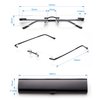 Newbee Fashion-Portable Compact Reading Glasses in Aluminum Case Metal Rectangle Rimless Reading Glasses Super Lightweight Reader Slim Design Comfort Fit for Men&Women 2 PACKBLACK & Gunmetal+2.50