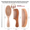 vklw Wooden Hair Brush and Comb, One-piece Design, Reduce Frizz and Static, Massage Scalp, Detangling Paddle Hairbrush for Women, Girls, Kids, Includes Cleaning Claw, 5 Wood Bristles