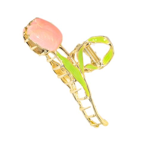 Women's Tulip Flower Shaped Hair Clips - 4inch Fashion Claw Clips, Cute Metal Shark Clips, Non-Slip Styling Accessories Gift for Girls