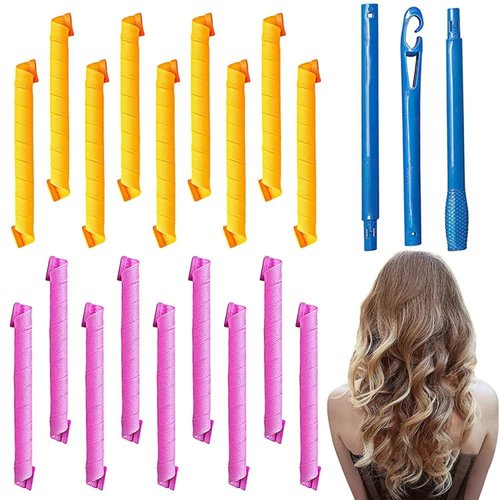 20PCS Hair Rollers INVODA Heatless Spiral Hair Curlers for Long Hair -20Inch Wave Curler for Women Girl with Styling Hooks