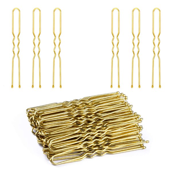 U Shaped Hair Pins, IKOCO 2.4inch Blonde Bun Pins Bun Hair Pins for Women with Storage Box