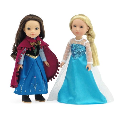 Emily Rose 14 Inch Doll Clothes Clothing Accessories | Princess Elsa and Anna-Inspired 14" Doll Dress Ball Gown Costume Gift Set Outfit Bundle | Fits Most 14"-14.5" Hard-Bodied Dolls