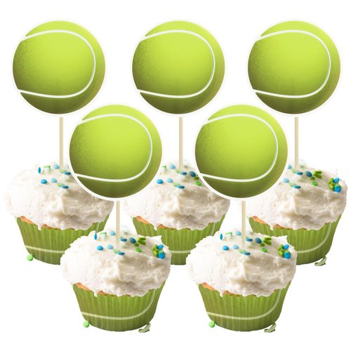 Gyufise 36Pcs Tennis Cupcake Toppers Sports Ball Tennis Cupcake Picks Tennis Theme Birthday Cake Decorations for Baby Shower Kids Birthday Party Cake Decorations Supplies