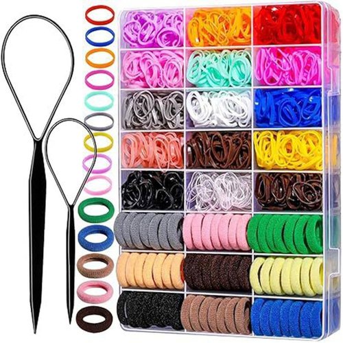 Hair Accessories for Girl, Elastic Hair Ties Set, Colorful Elastic Hair Rubber Bands with Organizer Box, Ponytail Holder Hair Clips for Toddler Girl