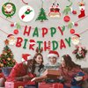 Christmas Birthday Party Decorations – Glittery Happy Birthday Banner, Christmas Hanging Swirls with Christmas Ornaments for Christmas Decorations, Christmas Birthday Decorations