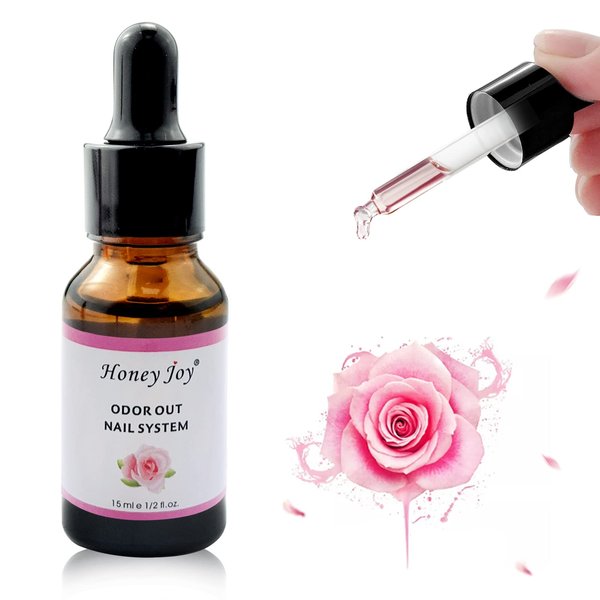 Nail Art 0.5 fl.oz Rose Fragrance Odorizer Acrylic Odor Reducer Liquid ODOR OUT Odorless Monomer Removal with Brush Pack of 1, HJ-NAP010