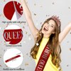 Tihebax Birthday Queen Sash & Rhinestone Tiara Red Sliver Crown Birthday Sash and Tiara for Women Girls Princess Tiara Crown Birthday Accessories Headband and Sash for Girls