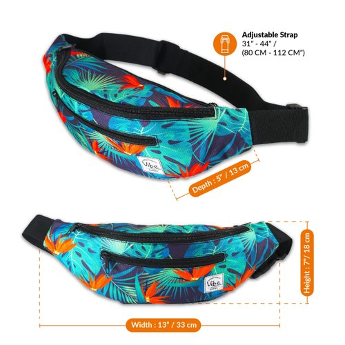 Vibe Festival Gear, proposed title- Vibe Festival Gear Fanny Pack for Men Women - Many Prints - Black Holographic Silver Gold Cute Waist Bag for Festival Rave Hiking Running Cycling