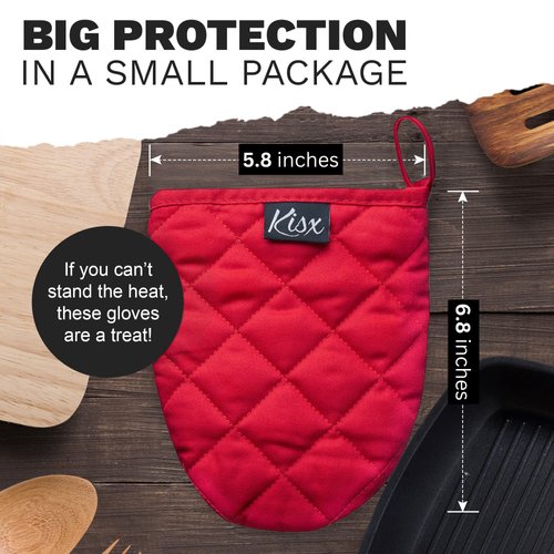 Oven Mitts Heat Resistant – (Red Color) Mini Oven Mitts, Silicone Gloves Heat Resistant, Kitchen Gloves for Cooking, Silicone Oven Mitts & Pot Holders Sets, Kitchen Pot Holders & Oven Mitts Sets