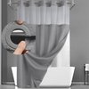 YellyHommy No Hook Shower Curtain with Snap in Liner Set Grey Waffle Shower Curtain for Bathroom 75" L x 72" W Gray