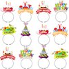 Rcanedny 12 Pcs Happy Birthday Headbands Funny Birthday Party Headbands Paper Birthday Hat Headbands for Kids and Adults Birthday Party Supplies, 6 Colors