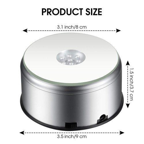 7 LED Rotating Display Stand Light Colorful Crystal Display Base Cup Display Turner Platform 360 Degree Display Spinner with USB Cable for Tumbler Cup Crystals Glass Jewelry Art Craft Gift (1 Piece)