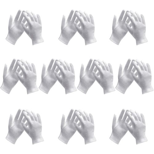 ENPOINT 10 Pairs Archival Photo Gloves, White Work Gloves for Handling Art Working Photography Womens Cloth Gloves Liners Bulk for Handling Jewelry, Film, Photo, Coin Metal Inspection Men & Women