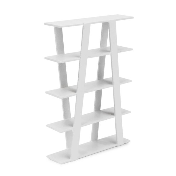 Dollhouse Shelf Miniature Furniture Bookshelf 1/12 Scale Wooden Storage Rack Four Tier Shelves Doll House Accessories and Furniture Display Stand Mini Scene Ornaments Decoration (White)