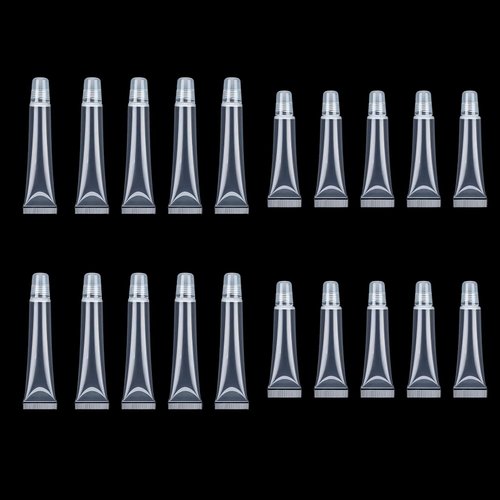 Qusmeiyici 20PCS Empty Lip Gloss Tubes 10ml/15ml Clear Lip Gloss Tubes Mini Makeup Containers Refillable Squeeze Tubes for Lip Gloss - Mini Cosmetic Soft Tubes for DIY Lip Gloss and Travel Toiletries