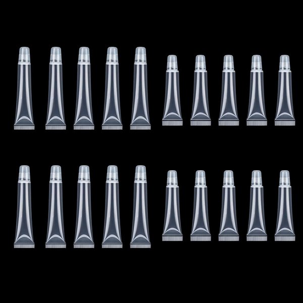 Qusmeiyici 20PCS Empty Lip Gloss Tubes 10ml/15ml Clear Lip Gloss Tubes Mini Makeup Containers Refillable Squeeze Tubes for Lip Gloss - Mini Cosmetic Soft Tubes for DIY Lip Gloss and Travel Toiletries