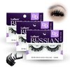 Laflare 3D False Eyelashes Russian Max Volume Strip Lashes | Fluffy, Wispy, Lightweight | Faux Mink Eyelashes Extension D Curl Wispy Handmade Soft Reusable 3 Packs Value Combo. (FDM01X3C)