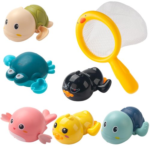 Bath Toys for Kids Ages 1-3, Floating Wind-up Baby Bathtub Toys for 1 Year Old Boy, 7 Pack Cute Swimming Turtle Bath Toys for Toddler Boy Girls Gifts, Infant Pool Water Toys for Shower Beach Bath Time