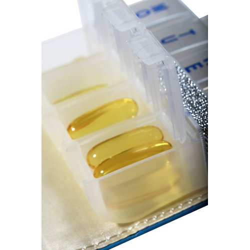 Weekly Pill Box Organizer, 8 Compartments, Portable Travel Pill Case, Folding Cover to Hold Medication, Supplements - Inspirational Green