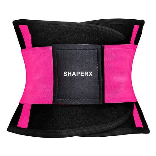 SHAPERX Waist Trainer Belt for Women Waist Trimmer Workout Fitness Back Support Belts, SZ8002-Rose-2XL