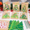 Justforjoyful 24 Sets Christmas Card Making Craft Kit for Kids 3D Christmas Tree Cards Crafts DIY Handmade Greeting Card Holiday Xmas Art and Crafts Supplies for Christmas Home Classroom Activities