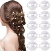 Isslly 10PCS Mini Pearl Hair Clips for Women, Elegant White Pearl Hair Pins, Cute Hair Barrettes for Brides for Daily Use Parties Wedding