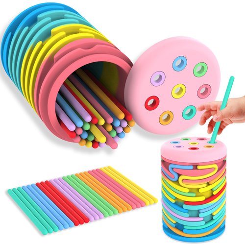 Montessori Toys for 1-3 Year Old: Silicone Learning Color Sorting Toys for Toddlers Age 1 2 3, Fine Motor Developmental Infants Sensory Matching Games, Busy Board 18 Month Old Baby Boys Girls Gifts