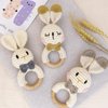 Crochet Bunny Rattle for Baby, Soft Baby Rattle Toys Wooden Ring Rattle for Toddlers Cute Rattle Toy Boy Girl First Rattle Gift Perfect Baby Shower Gift for Moms & Babies, #1 Bunny