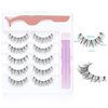 Obeyalash 5 Pairs False Eyelashes Natural Fake Eye Lashes Clear Band Natural Look Wispy Eyelashes with Eyelash Adhesive