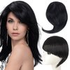 Side Bangs Hair Clip in Extensions, Hair Bangs in Off Fringe Hair Extension One Piece Clip on Front Bangs Hairpiece Forehead Topper, Clip in Fringe Wigs Synthetic for Girls Women, Fashion Black