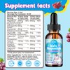 Kids Magnesium Glycinate Liquid Drops with Omega-3, Ashwagandha, Vitamin B6, D3, K2, Calcium & Chamomile - Magnesium Drops for Kids Sleep, Calm, Focus, Brain & Mood - Grape Flavor