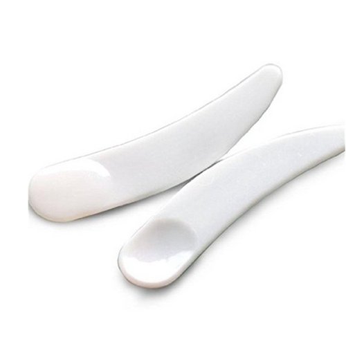 erioctry 100 PCS Mini Cosmetic Spoon Spatula Disposable Makeup Scoop Mask Spoon 2.3'' Plastic Spoon Stick (White)