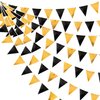 Black and Gold Party Decorations Triangle Pennant Banner Flag Metallic Fabric Bunting Garland for Birthday Graduation Anniversary Wedding Bachelorette Bridal Shower Engagement Hen Party Supplies